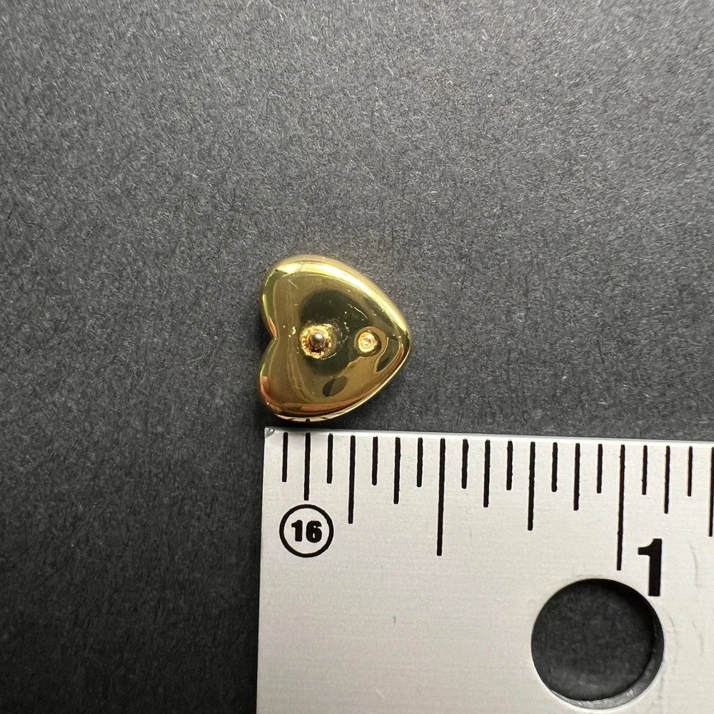 Coach Heart Stud Earrings Gold Tone Clear Crystal Logo Engraved Romantic Jewelry - Picture 6 of 7
